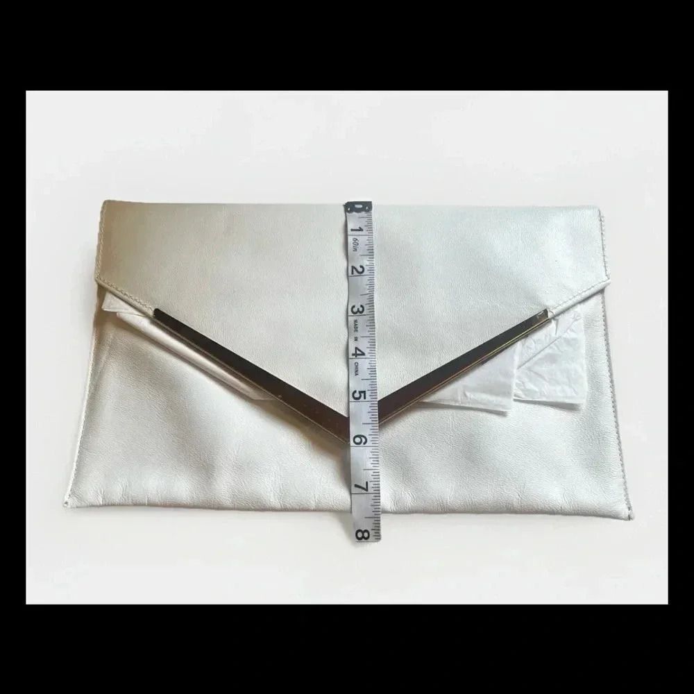 Teek-Orr Vintage Y2K Oversized Envelope White Leather Clutch - Picture 6 of 7